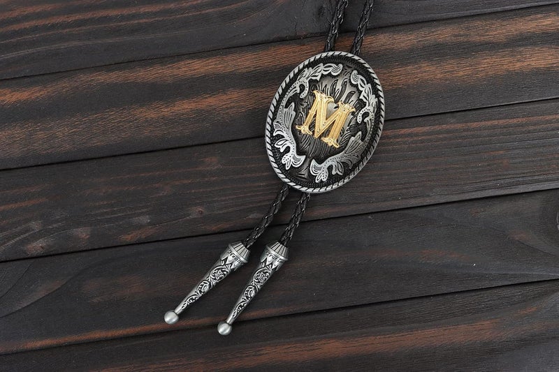 Wentur Bolo Tie for Men - Western Bolo Ties Alphabet Initial Letter ABCDJMR to Z - Western Cowboy Bolo Tie for Women Cowgirl - Image 2